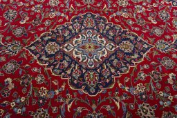 Central medallion detail of 2000s Kashan rug from Iran / Persia