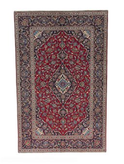 Full view of 2000s Kashan rug from Iran / Persia, 300 × 195 cm in Red tones