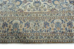 Full view of 2000s Kashan rug from Iran / Persia, 355 × 250 cm in Beige tones