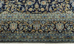 Full view of 2000s Kashan rug from Iran / Persia, 409 × 300 cm in Blue tones