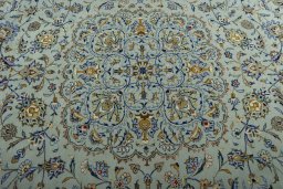 Central medallion detail of 2000s Kashan rug from Iran / Persia