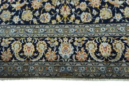 Full view of 2000s Kashan rug from Iran / Persia, 390 × 255 cm in Blue tones