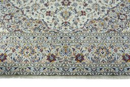Full view of 2000s Kashan rug from Iran / Persia, 403 × 295 cm in Beige tones