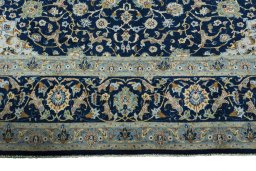 Full view of 2000s Kashan rug from Iran / Persia, 400 × 295 cm in Blue tones