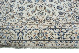Full view of 2000s Kashan rug from Iran / Persia, 294 × 200 cm in Beige tones