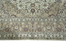 Full view of 2000s Kashan rug from Iran / Persia, 351 × 251 cm in Beige tones