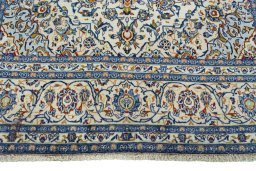 Full view of 2000s Kashan rug from Iran / Persia, 371 × 245 cm in Beige tones