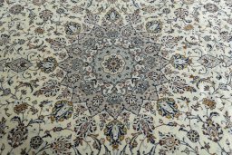Central medallion detail of 2000s Kashan rug from Iran / Persia