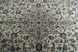 Central medallion detail of 2000s Kashan rug from Iran / Persia