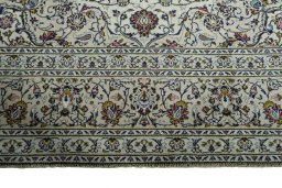 Full view of 2000s Kashan rug from Iran / Persia, 351 × 250 cm in Beige tones