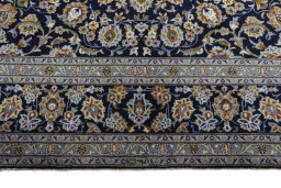 Full view of 2000s Kashan rug from Iran / Persia, 408 × 306 cm in Blue tones