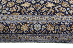 Full view of 2000s Kashan rug from Iran / Persia, 362 × 275 cm in Blue tones