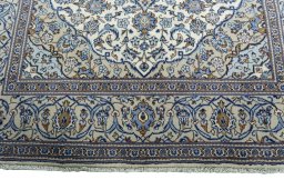 Full view of 2000s Kashan rug from Iran / Persia, 300 × 195 cm in Beige tones