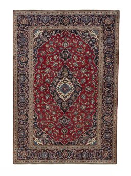Full view of 2000s Kashan rug from Iran / Persia, 293 × 200 cm in Red tones
