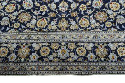 Full view of 2000s Kashan rug from Iran / Persia, 421 × 310 cm in Blue tones
