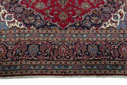 Full view of 2000s Kashan rug from Iran / Persia, 350 × 246 cm in Red tones