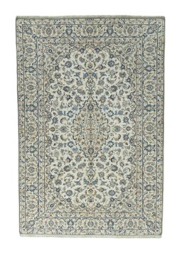 Full view of 2000s Kashan rug from Iran / Persia, 300 × 201 cm in Beige tones
