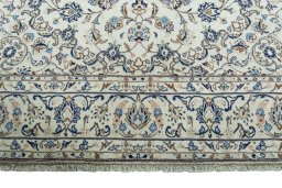 Full view of 2000s Kashan rug from Iran / Persia, 300 × 201 cm in Beige tones