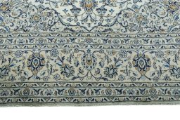 Full view of 2000s Kashan rug from Iran / Persia, 366 × 249 cm in Beige tones