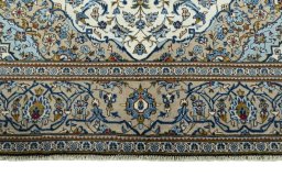 Full view of 2000s Kashan rug from Iran / Persia, 296 × 195 cm in Beige tones