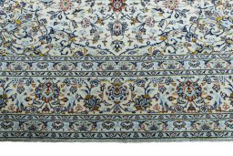 Full view of 2000s Kashan rug from Iran / Persia, 385 × 302 cm in Beige tones