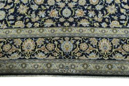 Full view of 2000s Kashan rug from Iran / Persia, 385 × 294 cm in Blue tones