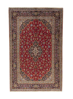 Full view of 2000s Kashan rug from Iran / Persia, 309 × 196 cm in Red tones