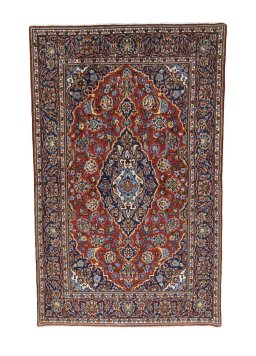 Full view of 2000s Kashan rug from Iran / Persia, 166 × 103 cm in Red tones