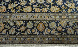 Full view of 2000s Kashan rug from Iran / Persia, 392 × 295 cm in Blue tones
