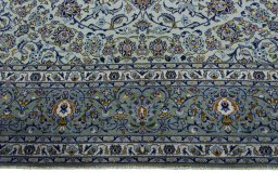 Full view of 2000s Kashan rug from Iran / Persia, 388 × 295 cm in Green tones