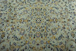 Central medallion detail of 2000s Kashan rug from Iran / Persia
