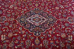 Central medallion detail of 1970s Kashan rug from Iran / Persia