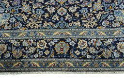 Full view of 2000s Kashan rug from Iran / Persia, 365 × 275 cm in Blue tones