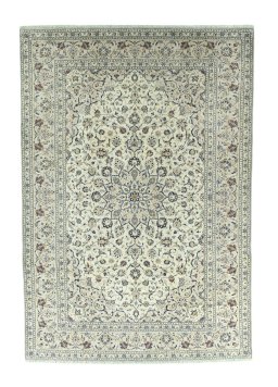 Full view of 2000s Kashan rug from Iran / Persia, 342 × 241 cm in Beige tones