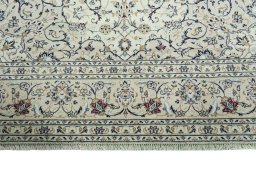 Full view of 2000s Kashan rug from Iran / Persia, 342 × 241 cm in Beige tones
