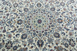 Central medallion detail of 2000s Kashan rug from Iran / Persia