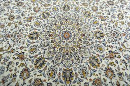 Central medallion detail of 2000s Kashan rug from Iran / Persia