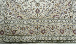 Full view of 2000s Kashan rug from Iran / Persia, 296 × 197 cm in Beige tones