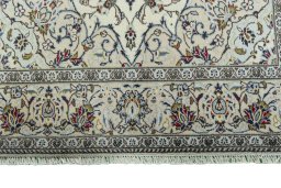 Full view of 2000s Kashan rug from Iran / Persia, 216 × 136 cm in Beige tones