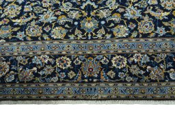 Full view of 2000s Kashan rug from Iran / Persia, 400 × 265 cm in Blue tones