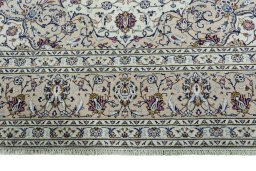 Full view of 2000s Kashan rug from Iran / Persia, 348 × 247 cm in Beige tones