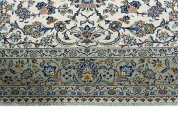 Full view of 2000s Kashan rug from Iran / Persia, 381 × 295 cm in Beige tones