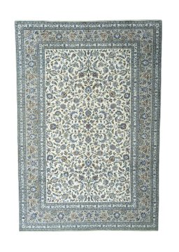 Full view of 2000s Kashan rug from Iran / Persia, 360 × 247 cm in Beige tones