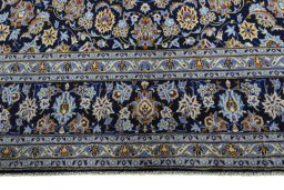 Full view of 2000s Kashan rug from Iran / Persia, 514 × 311 cm in Blue tones