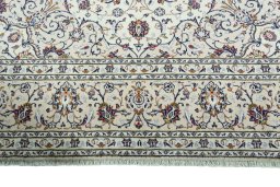 Full view of 2000s Kashan rug from Iran / Persia, 354 × 251 cm in Beige tones