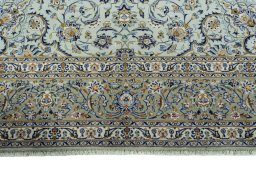 Full view of 2000s Kashan rug from Iran / Persia, 399 × 285 cm in Blue tones
