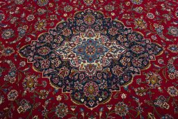 Central medallion detail of 2000s Kashan rug from Iran / Persia
