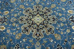 Central medallion detail of 2000s Kashan rug from Iran / Persia