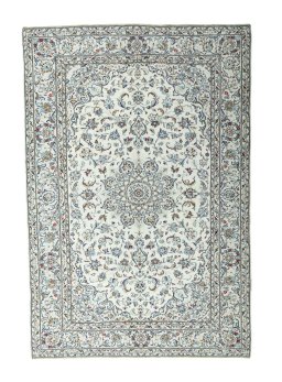 Full view of 2000s Kashan rug from Iran / Persia, 298 × 202 cm in Beige tones