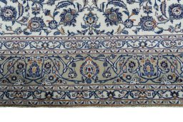 Full view of 2000s Kashan rug from Iran / Persia, 421 × 306 cm in Beige tones